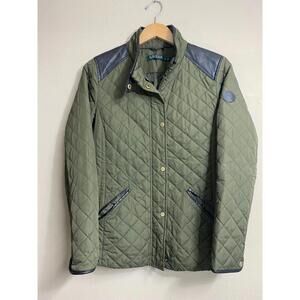 Lauren Ralph Lauren Quilted Size S Jacket with Brown Faux Leather Preloved
